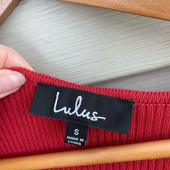 Lulu’s cute brick red ribbed knit dress Bodycon sz Small NWT trendy stretchy - Picture 4 of 16